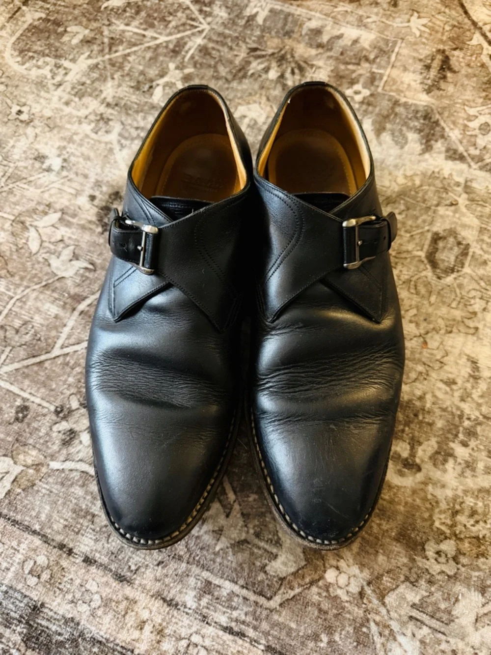 Bally Scribe Monk Strap Dress Shoes Black Leather Men’s 12 Luxury Designer Italy - Picture 2 of 8